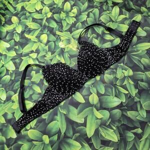 Double Platinum Performancewear Black Beaded Sequin Pearl Bra Dance Top size XS